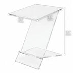 Sculptural Acrylic Side Table with Z Silhouette and Display Shelf