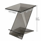 Sculptural Acrylic Side Table with Z Silhouette and Display Shelf