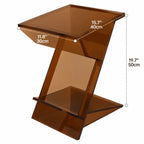 Sculptural Acrylic Side Table with Z Silhouette and Display Shelf
