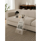 Sculptural Acrylic Side Table with Z Silhouette and Display Shelf