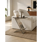 Sculptural Acrylic Side Table with Z Silhouette and Display Shelf Main Product Image