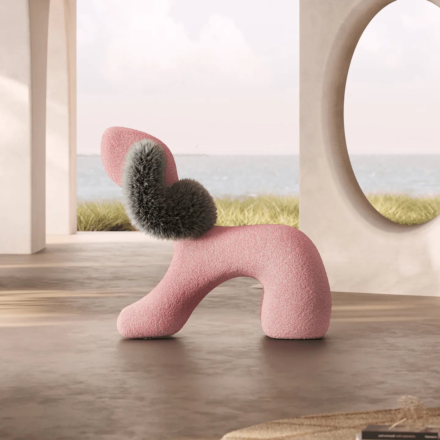 Sculptural Animal-Shaped Chair Series in Plush Textures for Lounge Corners