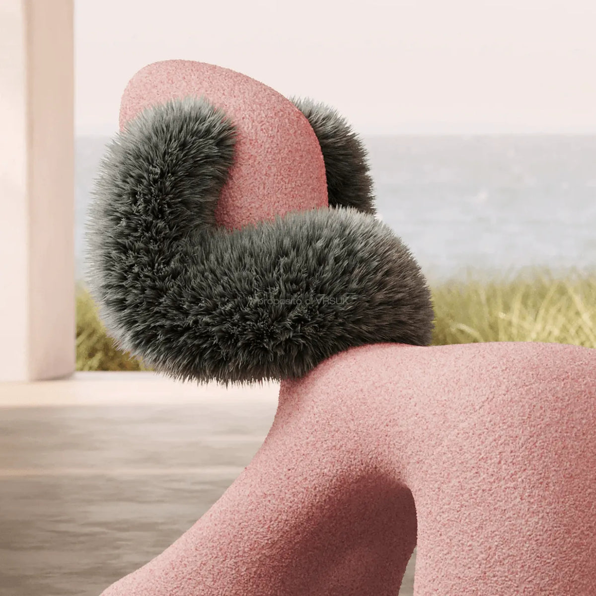 Sculptural Animal-Shaped Chair Series in Plush Textures for Lounge Corners