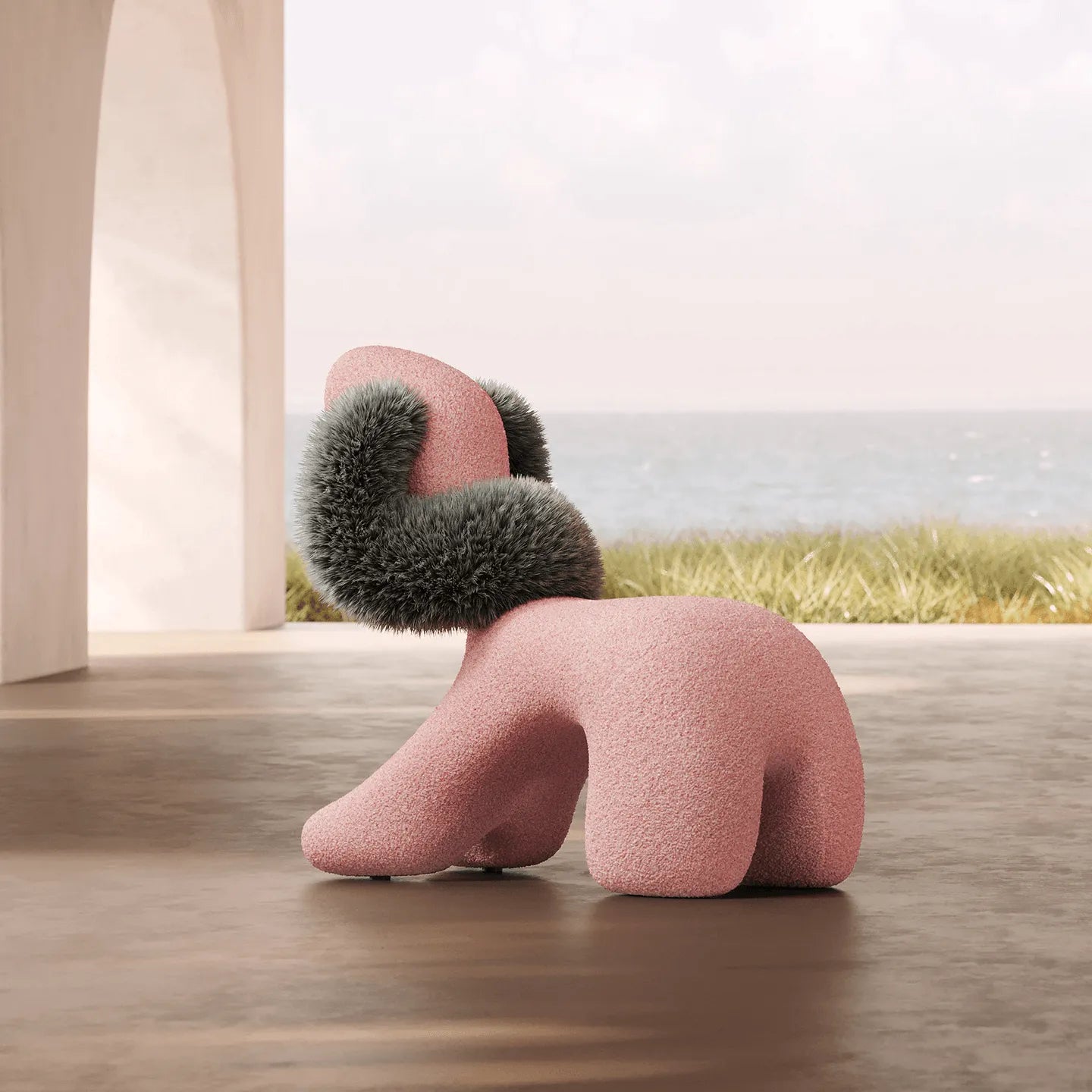 Sculptural Animal-Shaped Chair Series in Plush Textures for Lounge Corners