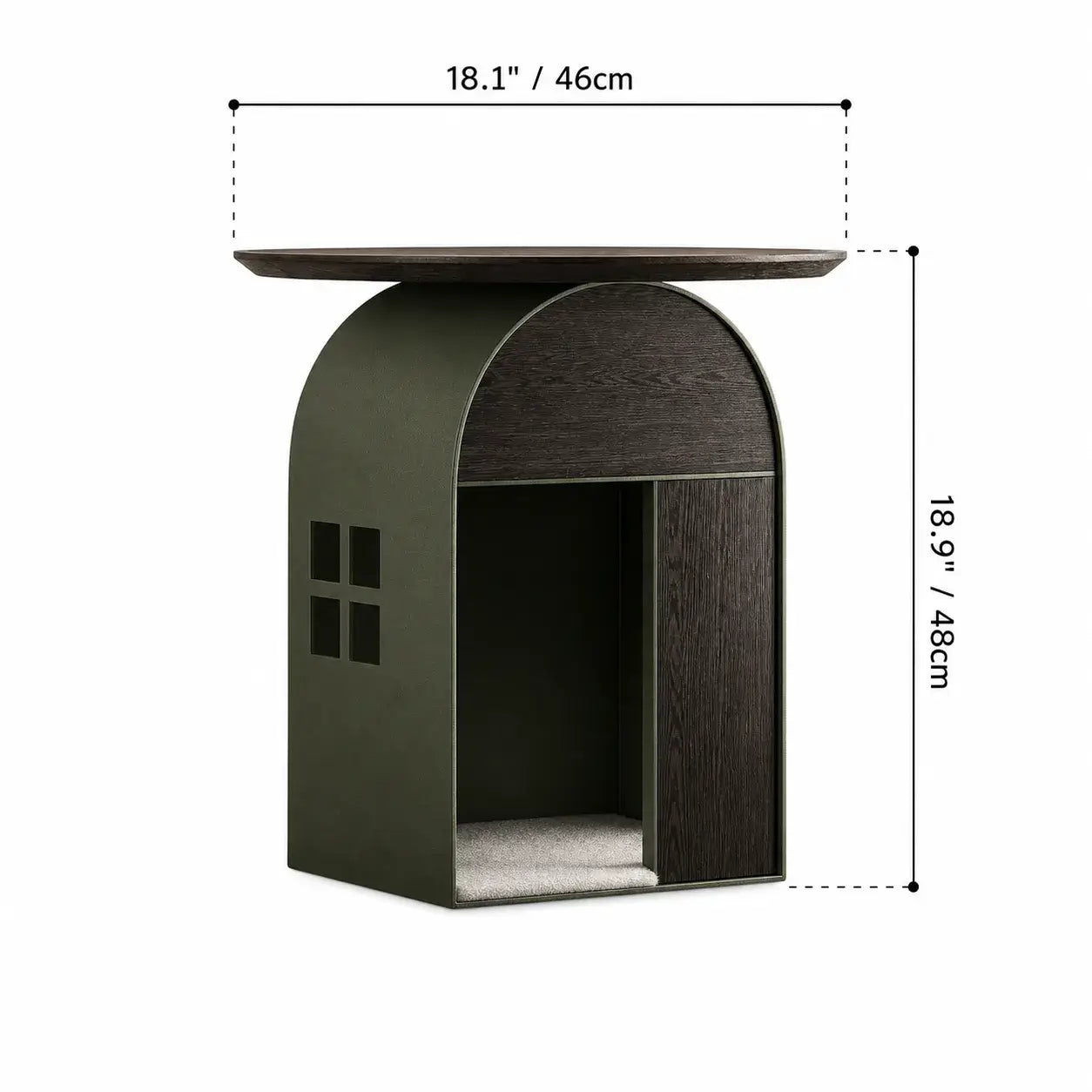 Sculptural Arched Side Table, Multifunctional Pet-Friendly Nightstand Dimensions
