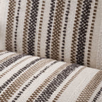 Sculptural Ash Wood Accent Chair With Textured Striped Upholstery