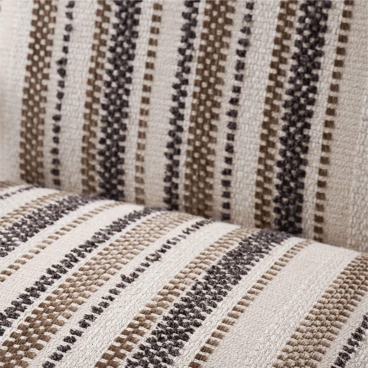 Sculptural Ash Wood Accent Chair With Textured Striped Upholstery