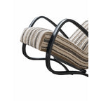 Sculptural Ash Wood Accent Chair With Textured Striped Upholstery