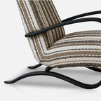 Sculptural Ash Wood Accent Chair With Textured Striped Upholstery