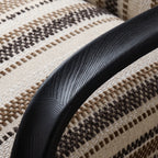 Sculptural Ash Wood Accent Chair With Textured Striped Upholstery