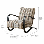 Sculptural Ash Wood Accent Chair With Textured Striped Upholstery Dimensions