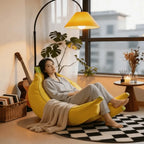 Sculptural Banana Accent Chair in Breathable Mesh for Balcony Living