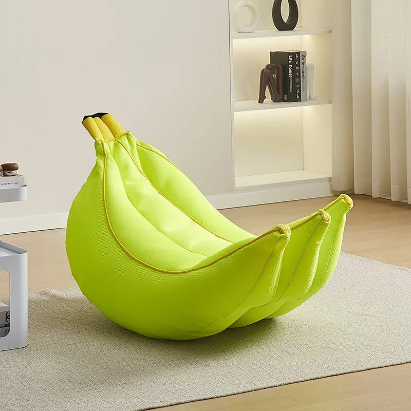 Sculptural Banana Accent Chair in Breathable Mesh for Balcony Living Imagen secundaria del producto