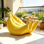 Sculptural Banana Accent Chair in Breathable Mesh for Balcony Living Main Product Image