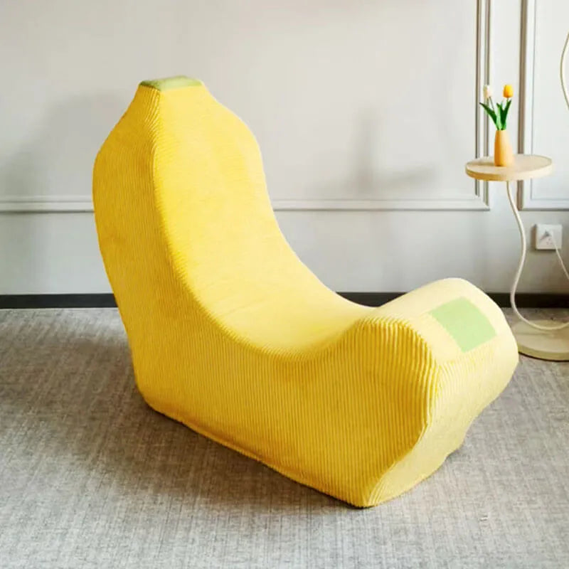 Sculptural Banana Accent Chair Series in Corduroy for Small Spaces