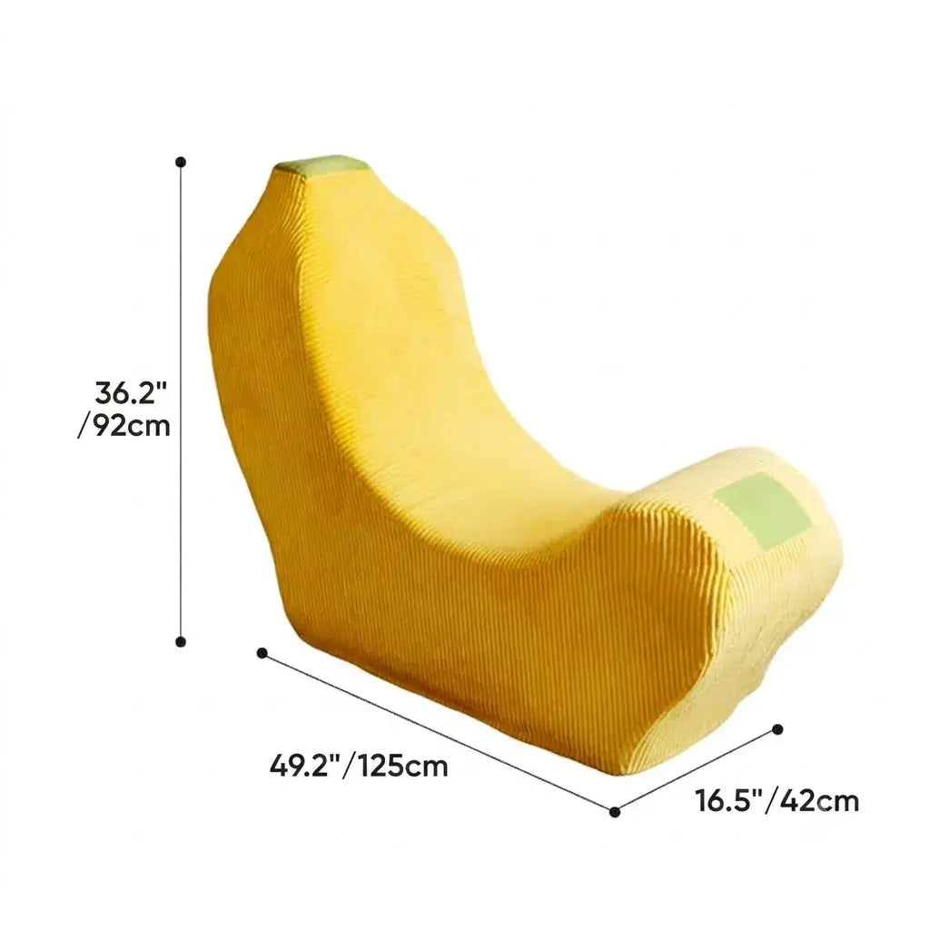Sculptural Banana Accent Chair Series in Corduroy for Small Spaces Dimensions