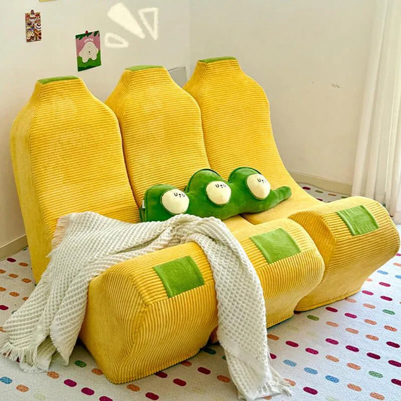 Sculptural Banana Accent Chair Series in Corduroy for Small Spaces Main Product Image