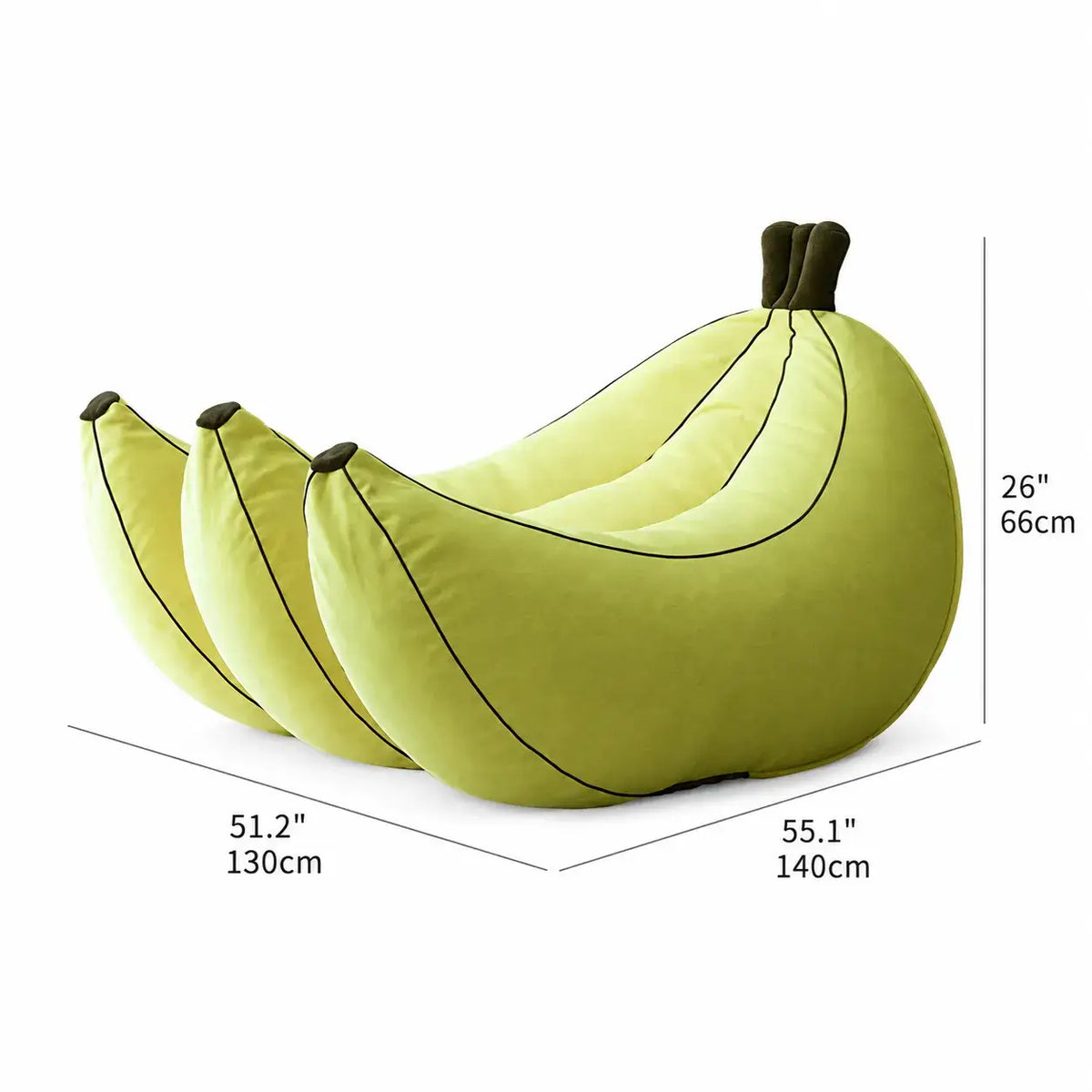 Sculptural Banana Accent Chair Series in Plush Yellow for Playful Reading Nooks Dimensions