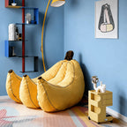 Sculptural Banana Accent Chair Series in Plush Yellow for Playful Reading Nooks