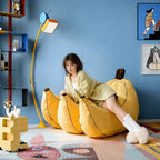 Sculptural Banana Accent Chair Series in Plush Yellow for Playful Reading Nooks