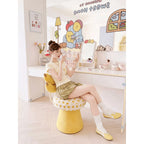 Sculptural Banana Vanity Stool with Swivel Base and Dopamine Decor