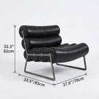 Sculptural Barrel Lounge Chair in Eco Leather with Matte Black Steel Frame