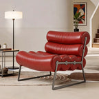 Sculptural Barrel Lounge Chair in Eco Leather with Matte Black Steel Frame