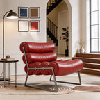 Sculptural Barrel Lounge Chair in Eco Leather with Matte Black Steel Frame Main Product Image
