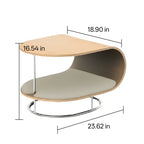Sculptural Beech Wood Cat End Table With Rolling Chrome Base