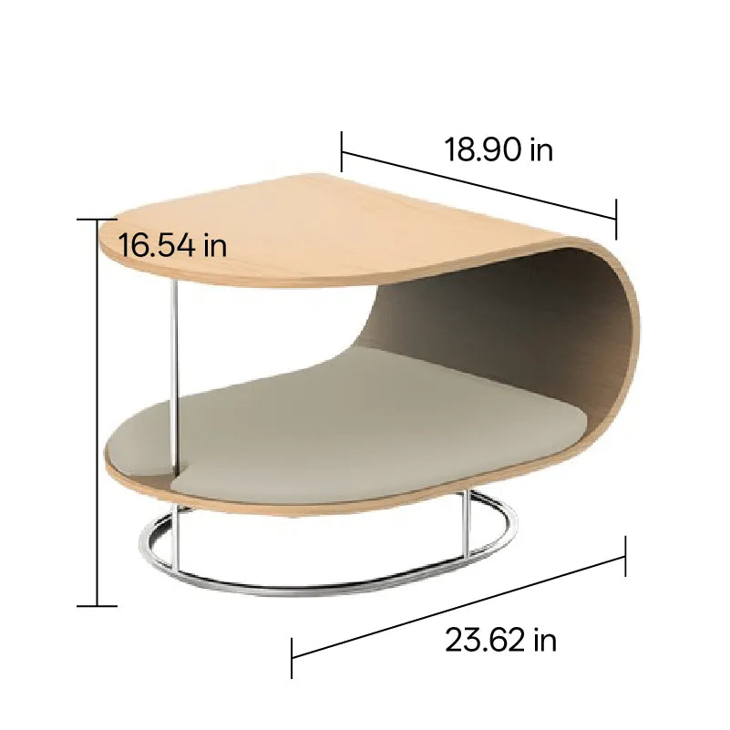 Sculptural Beech Wood Cat End Table With Rolling Chrome Base