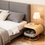 Sculptural Beech Wood Cat End Table With Rolling Chrome Base Main Product Image