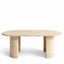Sculptural Beige Travertine Dining Table with Rounded Oval Top