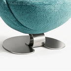 Sculptural Blue Green Accent Chair with Curved Knit Shell and Steel Base