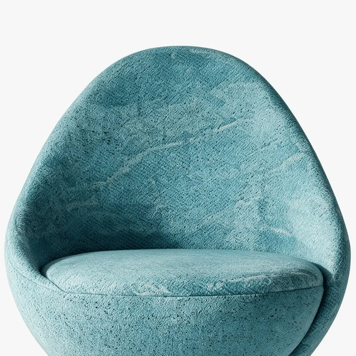 Sculptural Blue Green Accent Chair with Curved Knit Shell and Steel Base