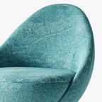 Sculptural Blue Green Accent Chair with Curved Knit Shell and Steel Base