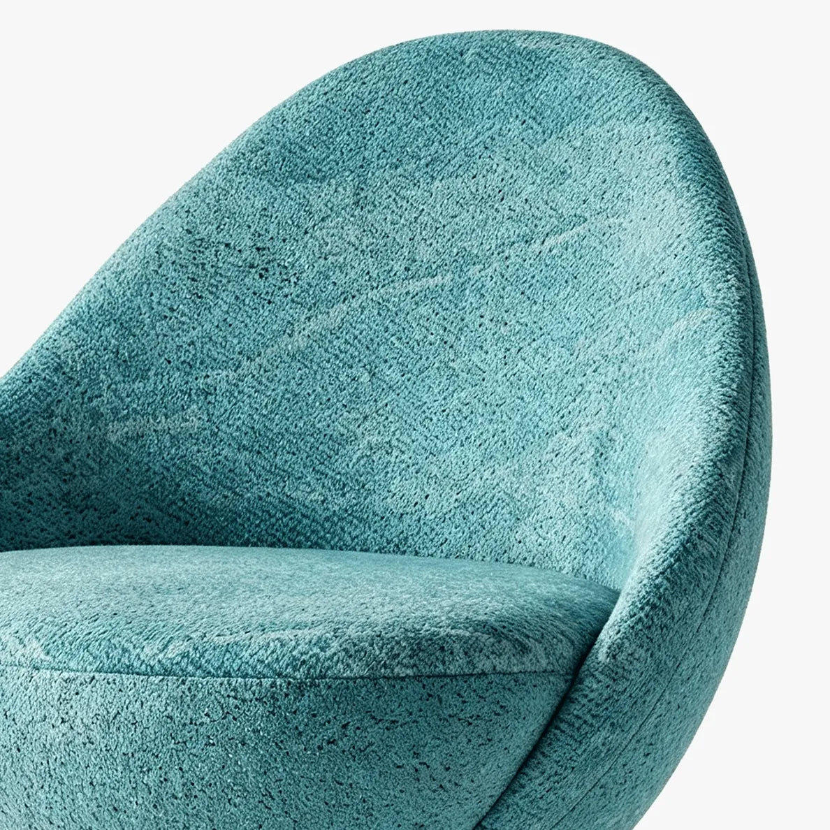 Sculptural Blue Green Accent Chair with Curved Knit Shell and Steel Base