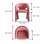 Sculptural Bouclé Accent Chair Series with Arched Back in Lavender, Coral Pink and Cool Black Dimensions