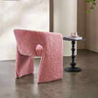 Sculptural Bouclé Accent Chair Series with Arched Back in Lavender, Coral Pink and Cool Black