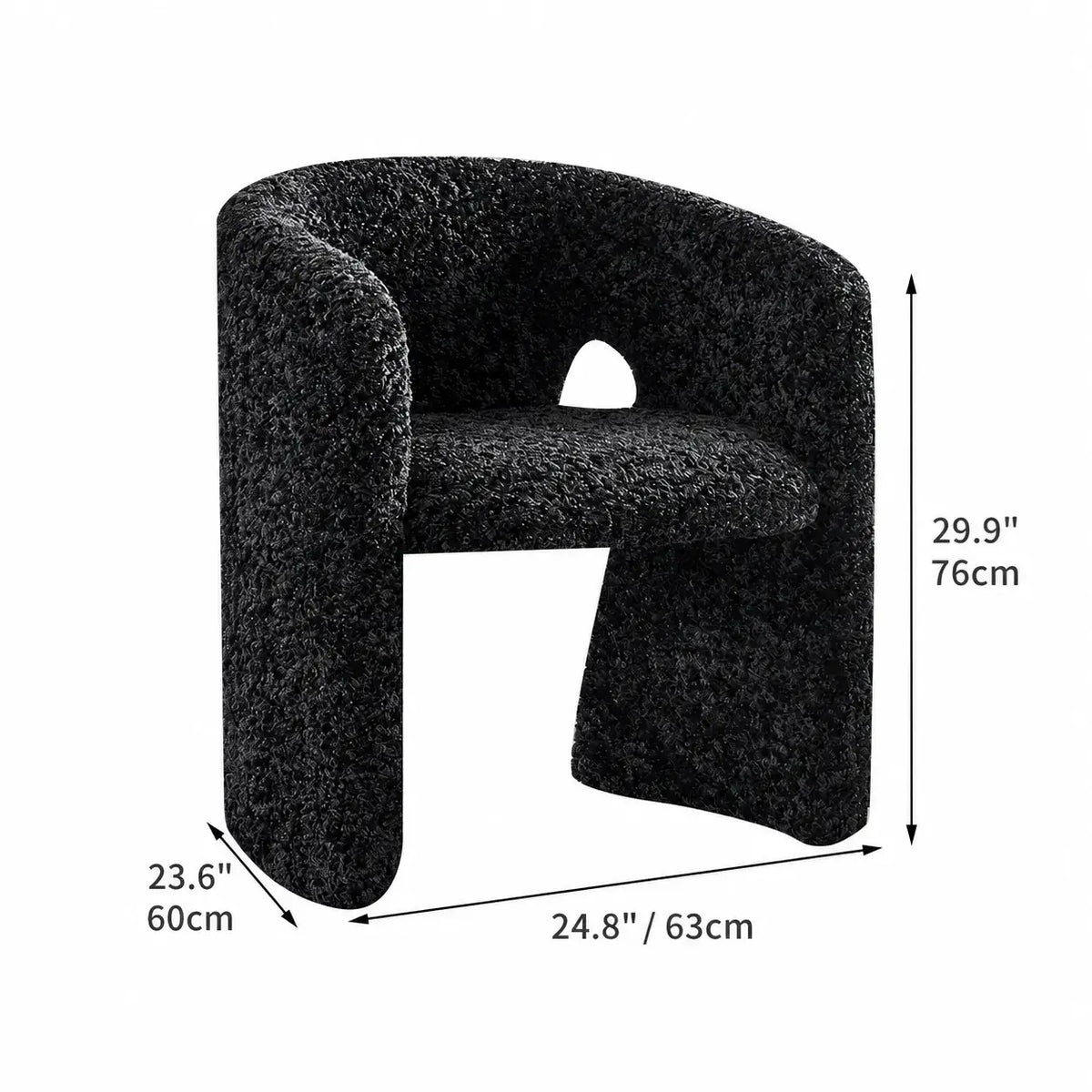 Sculptural Bouclé Accent Chair Series with Arched Back in Lavender, Coral Pink and Cool Black