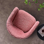 Sculptural Bouclé Accent Chair Series with Arched Back in Lavender, Coral Pink and Cool Black