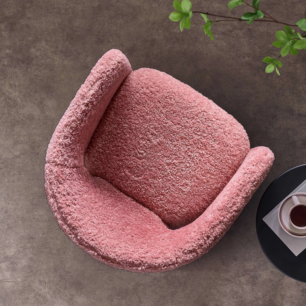 Sculptural Bouclé Accent Chair Series with Arched Back in Lavender, Coral Pink and Cool Black