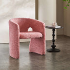 Sculptural Bouclé Accent Chair Series with Arched Back in Lavender, Coral Pink and Cool Black Main Product Image