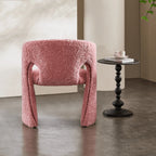 Sculptural Bouclé Accent Chair Series with Arched Back in Lavender, Coral Pink and Cool Black