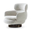 Sculptural Boucle Accent Chair Series With Swivel Steel Base and Ottoman