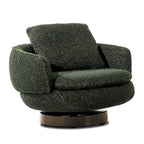 Sculptural Boucle Accent Chair Series With Swivel Steel Base and Ottoman