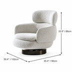 Sculptural Boucle Accent Chair Series With Swivel Steel Base and Ottoman Dimensions