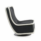 Sculptural Boucle Accent Chair with Curved Arms and Contrast Trim