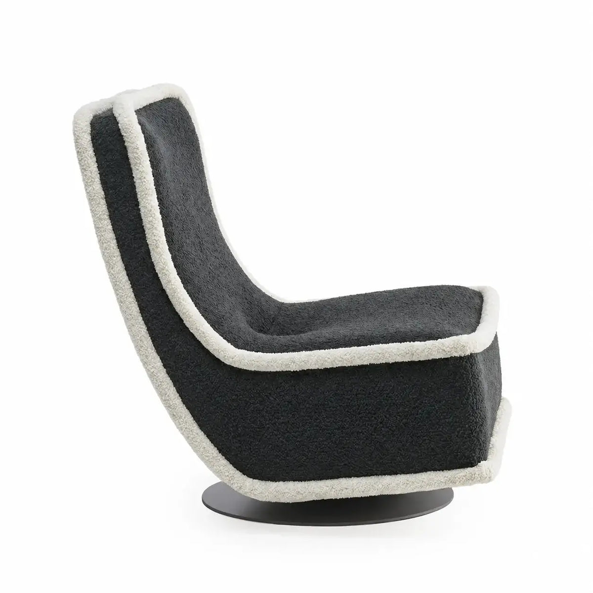 Sculptural Boucle Accent Chair with Curved Arms and Contrast Trim