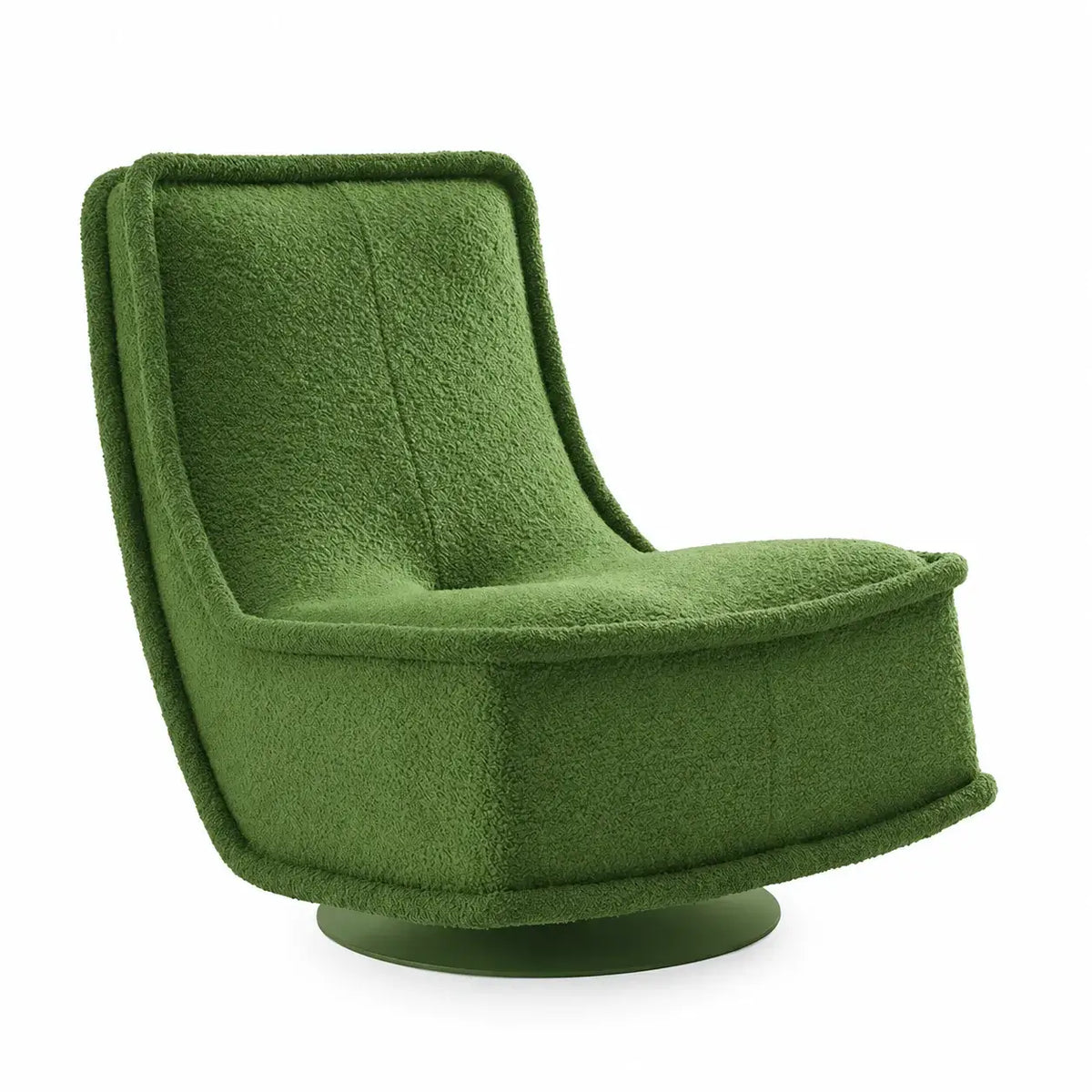Sculptural Boucle Accent Chair with Curved Arms and Contrast Trim