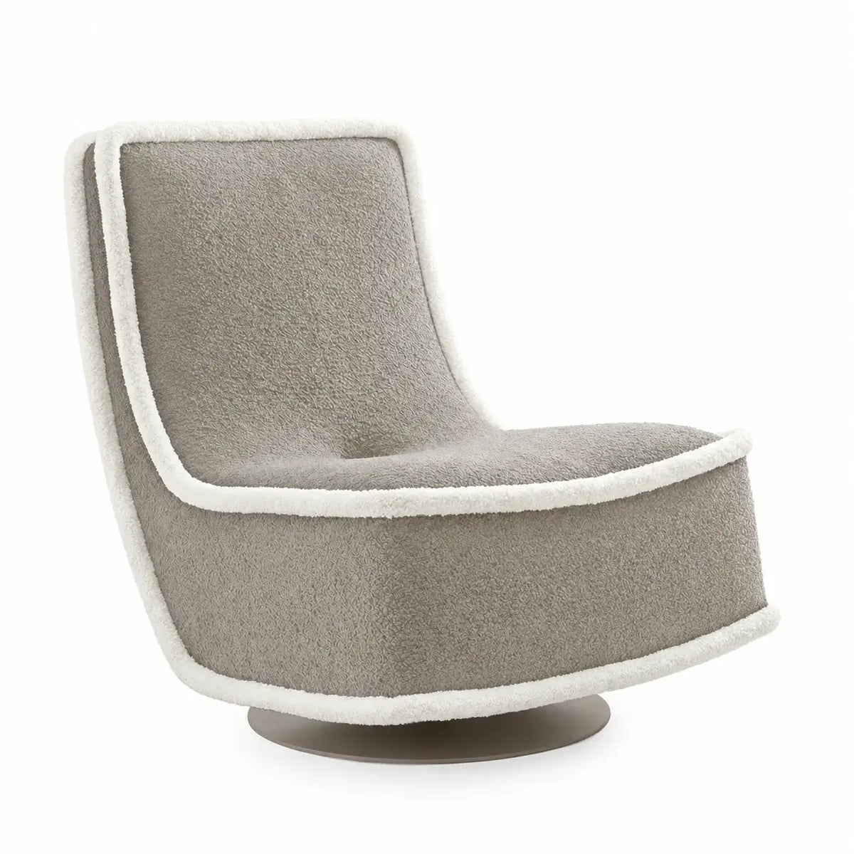Sculptural Boucle Accent Chair with Curved Arms and Contrast Trim